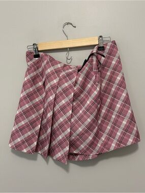 Fox Racing Motorcross Pink Plaid Pleated Mini Skirt